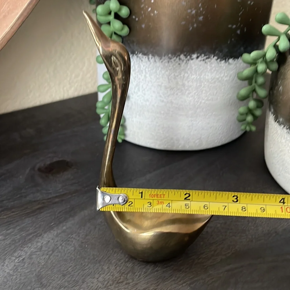 Vintage Set Of 4 Solid Brass Swans - Picture 8 of 11
